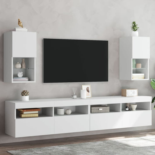 vidaXL 2 Piece TV Cabinet Set with LED Lights White 30,5x30x60 cm