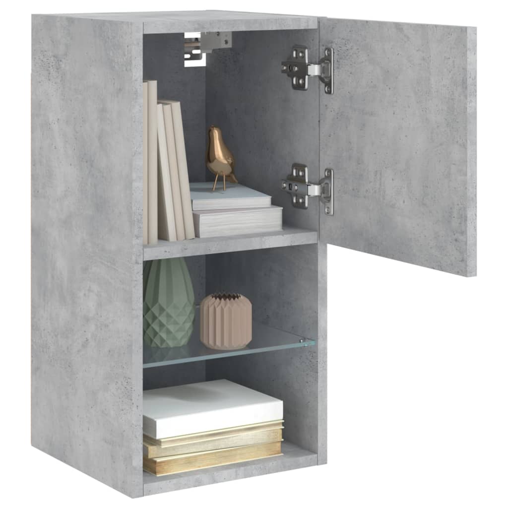 vidaXL TV Cabinets with LED Lights 2 pcs Concrete Grey 30.5x30x60 cm