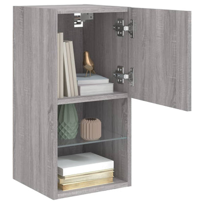 vidaXL TV Cabinets with LED Lights 2 pcs Grey Sonoma 30.5x30x60 cm