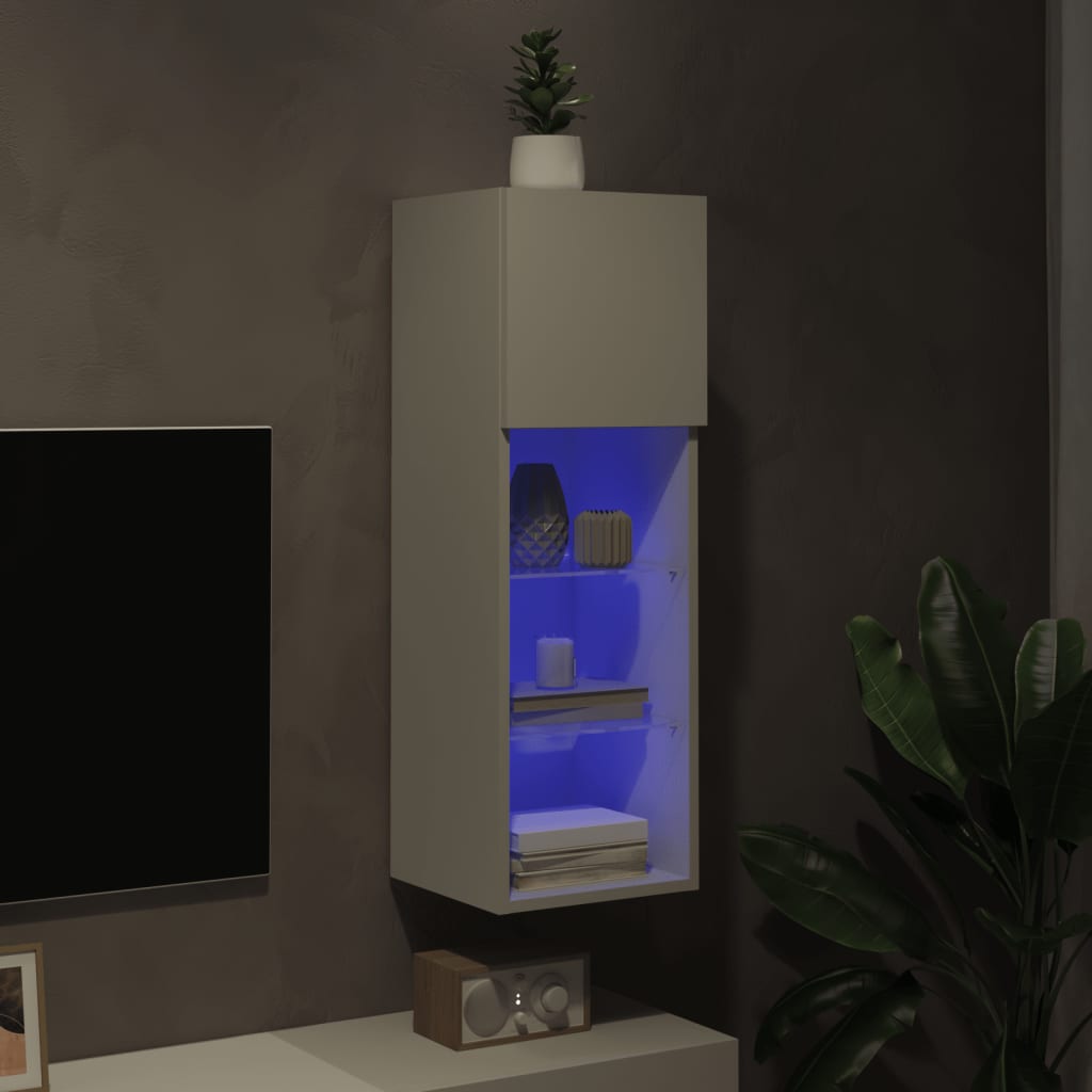vidaXL TV Cabinet | White | Engineered wood, glass | 30.5x30x90 cm | TV Cabinet