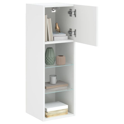 vidaXL TV Cabinet | White | Engineered wood, glass | 30.5x30x90 cm | TV Cabinet