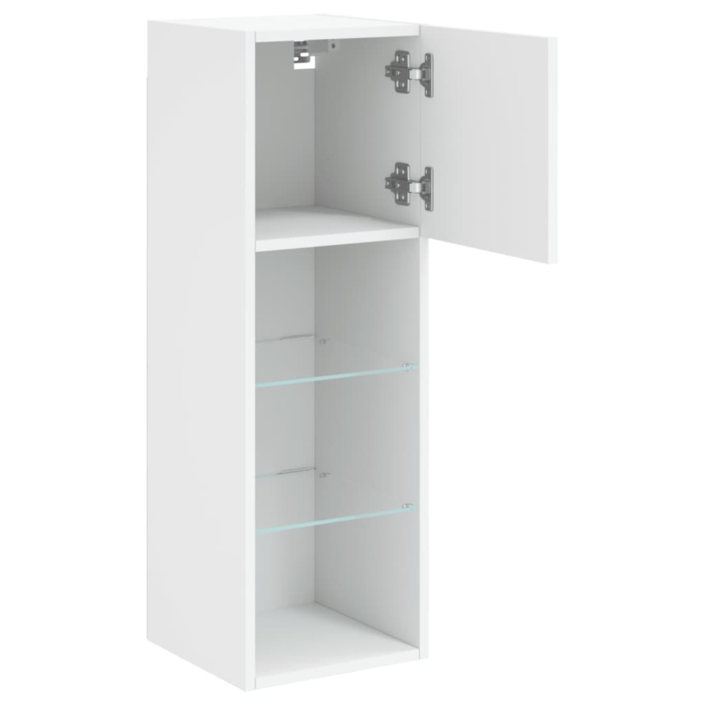 vidaXL TV Cabinet | White | Engineered wood, glass | 30.5x30x90 cm | TV Cabinet