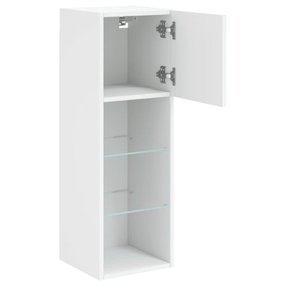 vidaXL TV Cabinet | White | Engineered wood, glass | 30.5x30x90 cm | TV Cabinet
