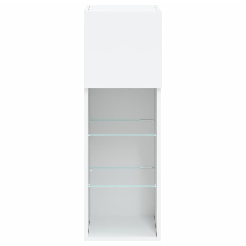 vidaXL TV Cabinet | White | Engineered wood, glass | 30.5x30x90 cm | TV Cabinet