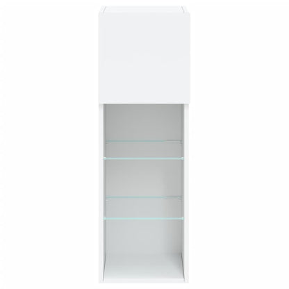 vidaXL TV Cabinet | White | Engineered wood, glass | 30.5x30x90 cm | TV Cabinet