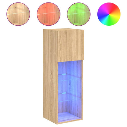 vidaXL TV Cabinet with LED Lights Sonoma Oak 30.5x30x90 cm