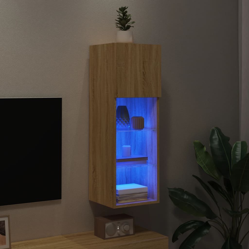 vidaXL TV Cabinet with LED Lights Sonoma Oak 30.5x30x90 cm