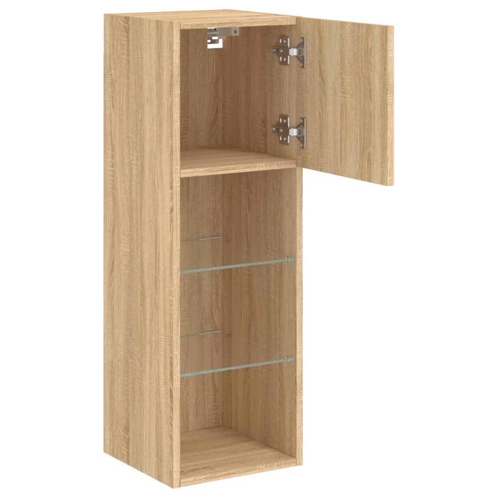 vidaXL TV Cabinet with LED Lights Sonoma Oak 30.5x30x90 cm