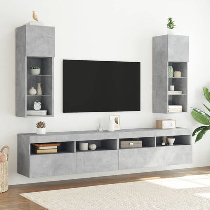 vidaXL TV Cabinet with LED Lights Concrete Grey 30,5x30x90 cm