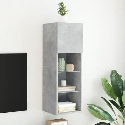 vidaXL TV Cabinet with LED Lights Concrete Grey 30,5x30x90 cm