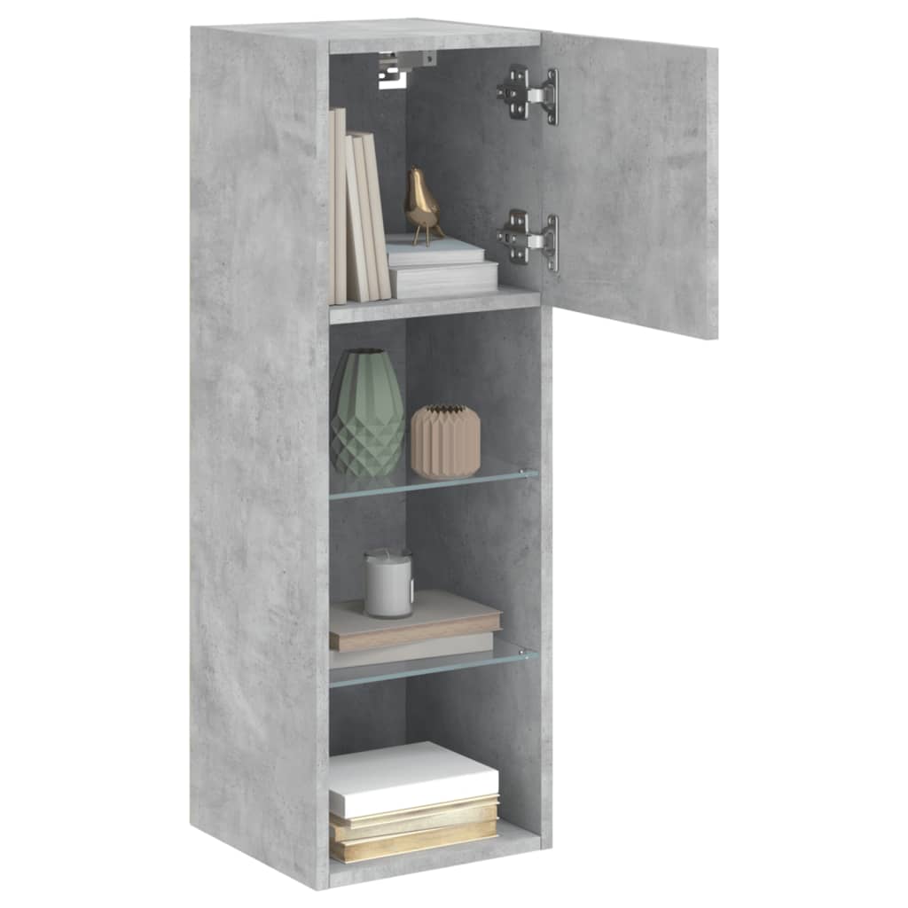 vidaXL TV Cabinets with LED Lights 2 pcs Concrete Grey 30.5x30x90 cm