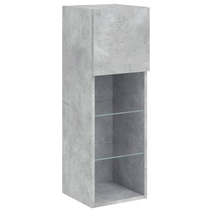vidaXL TV Cabinets with LED Lights 2 pcs Concrete Grey 30.5x30x90 cm