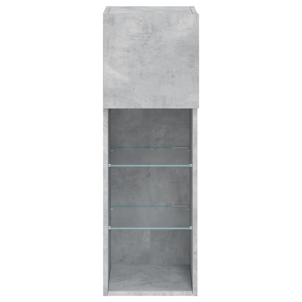 vidaXL TV Cabinets with LED Lights 2 pcs Concrete Grey 30.5x30x90 cm