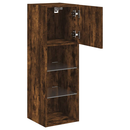 vidaXL 2 Piece TV Cabinet Set with LED Lights Smoked Oak 30,5x30x90 cm