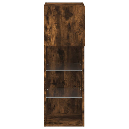 vidaXL 2 Piece TV Cabinet Set with LED Lights Smoked Oak 30,5x30x90 cm