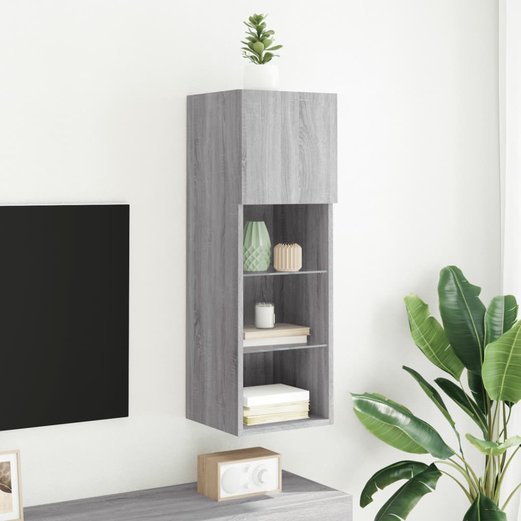 vidaXL TV Cabinet | Grey Sonoma | Engineered wood, Glass | 30.5 x 30 x 90 cm
