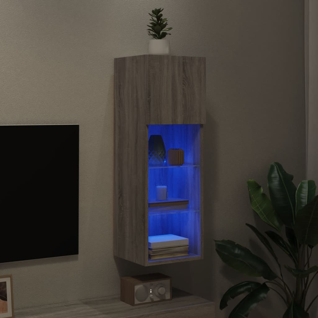 vidaXL TV Cabinet | Grey Sonoma | Engineered wood, Glass | 30.5 x 30 x 90 cm