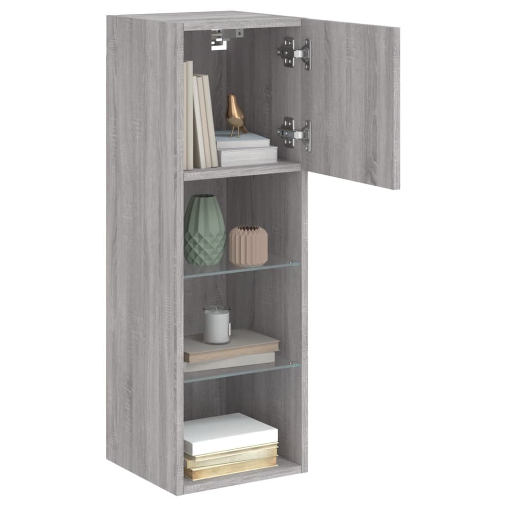 vidaXL TV Cabinet | Grey Sonoma | Engineered wood, Glass | 30.5 x 30 x 90 cm