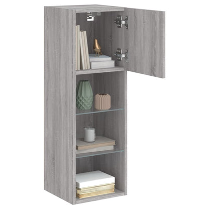 vidaXL TV Cabinet | Grey Sonoma | Engineered wood, Glass | 30.5 x 30 x 90 cm