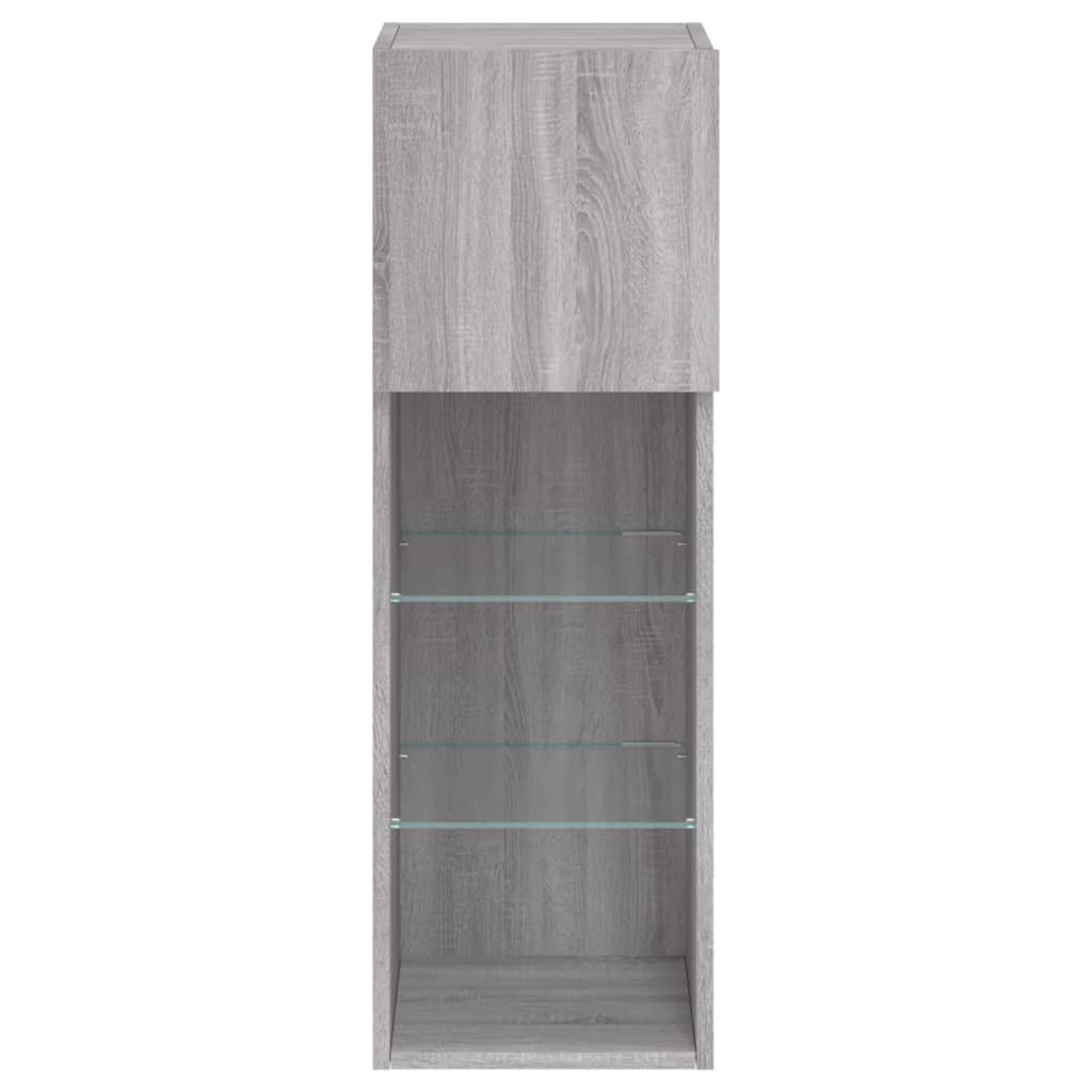 vidaXL TV Cabinet | Grey Sonoma | Engineered wood, Glass | 30.5 x 30 x 90 cm