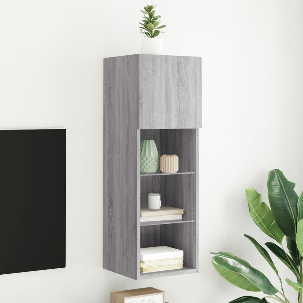 vidaXL TV Cabinet | Grey Sonoma | Engineered wood, Glass | 30.5 x 30 x 90 cm