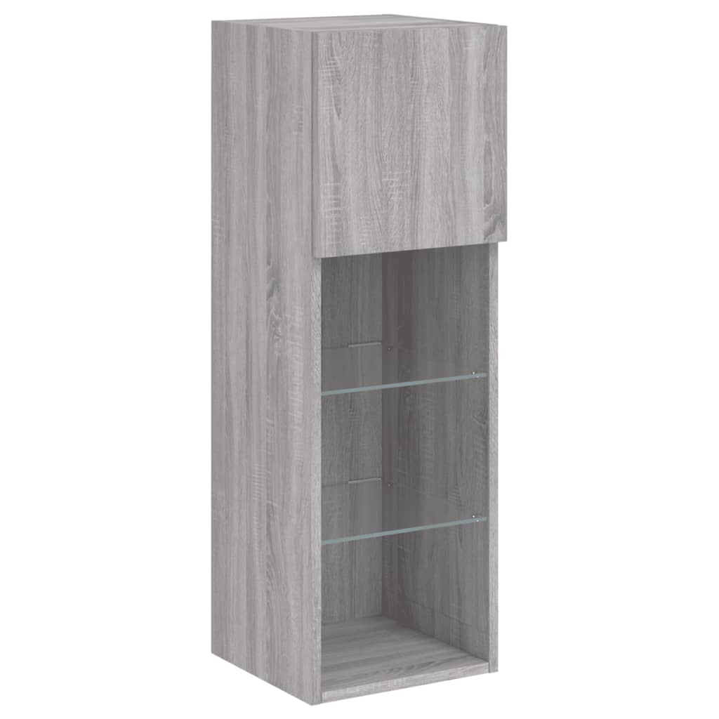 vidaXL 2 Piece TV Cabinet Set with LED Lights Grey Sonoma 30,5x30x90 cm