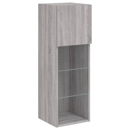 vidaXL 2 Piece TV Cabinet Set with LED Lights Grey Sonoma 30,5x30x90 cm