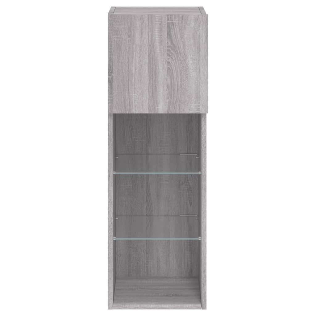 vidaXL 2 Piece TV Cabinet Set with LED Lights Grey Sonoma 30,5x30x90 cm