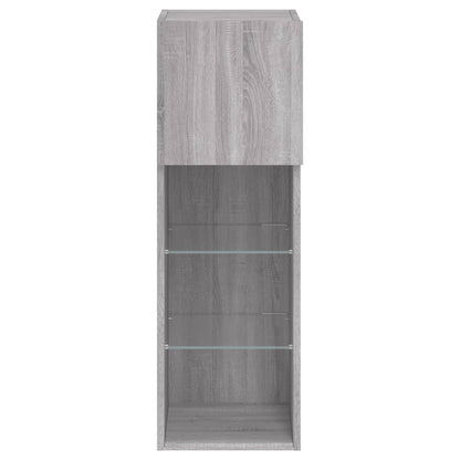 vidaXL 2 Piece TV Cabinet Set with LED Lights Grey Sonoma 30,5x30x90 cm
