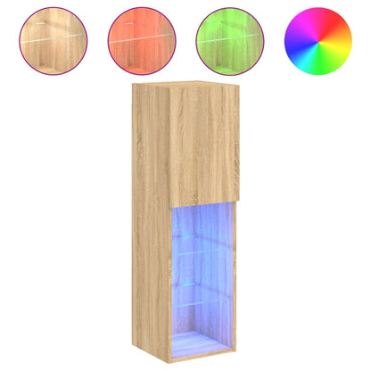 vidaXL TV Cabinet with LED Lights Sonoma Oak 30.5x30x102 cm