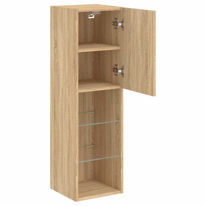vidaXL TV Cabinets with LED Lights 2 pcs Sonoma Oak 30.5x30x102 cm