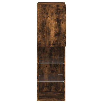 vidaXL TV Cabinets with LED Lights 2 pcs Smoked Oak 30.5x30x102 cm