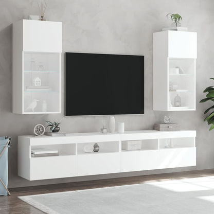 vidaXL TV Cabinet with LED Lights White 40.5x30x90 cm