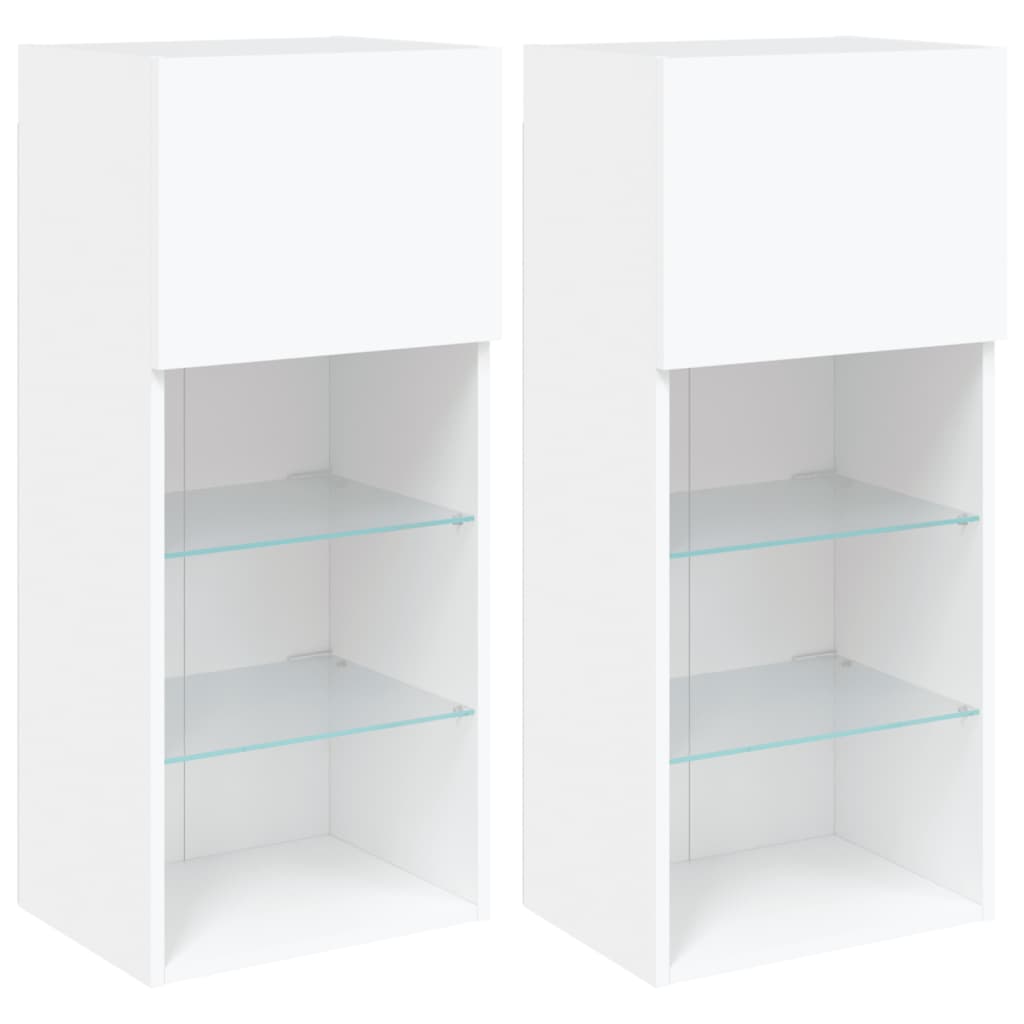 vidaXL TV Cabinet | Set of 2 | White | Engineered wood, Glass | Medium