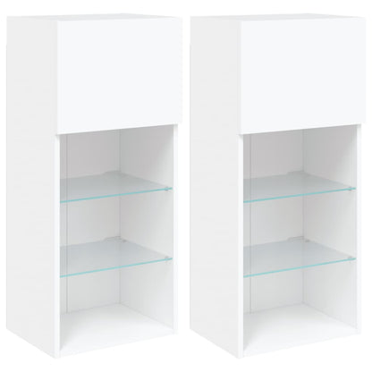 vidaXL TV Cabinet | Set of 2 | White | Engineered wood, Glass | Medium