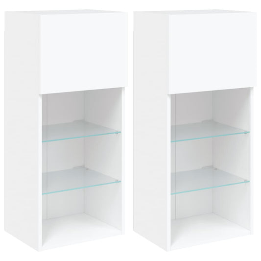 vidaXL 2 Piece TV Cabinet Set with LED Lights White 40,5x30x90 cm