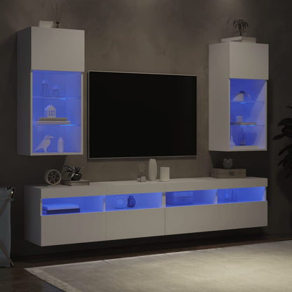 vidaXL TV Cabinet | Set of 2 | White | Engineered wood, Glass | Medium