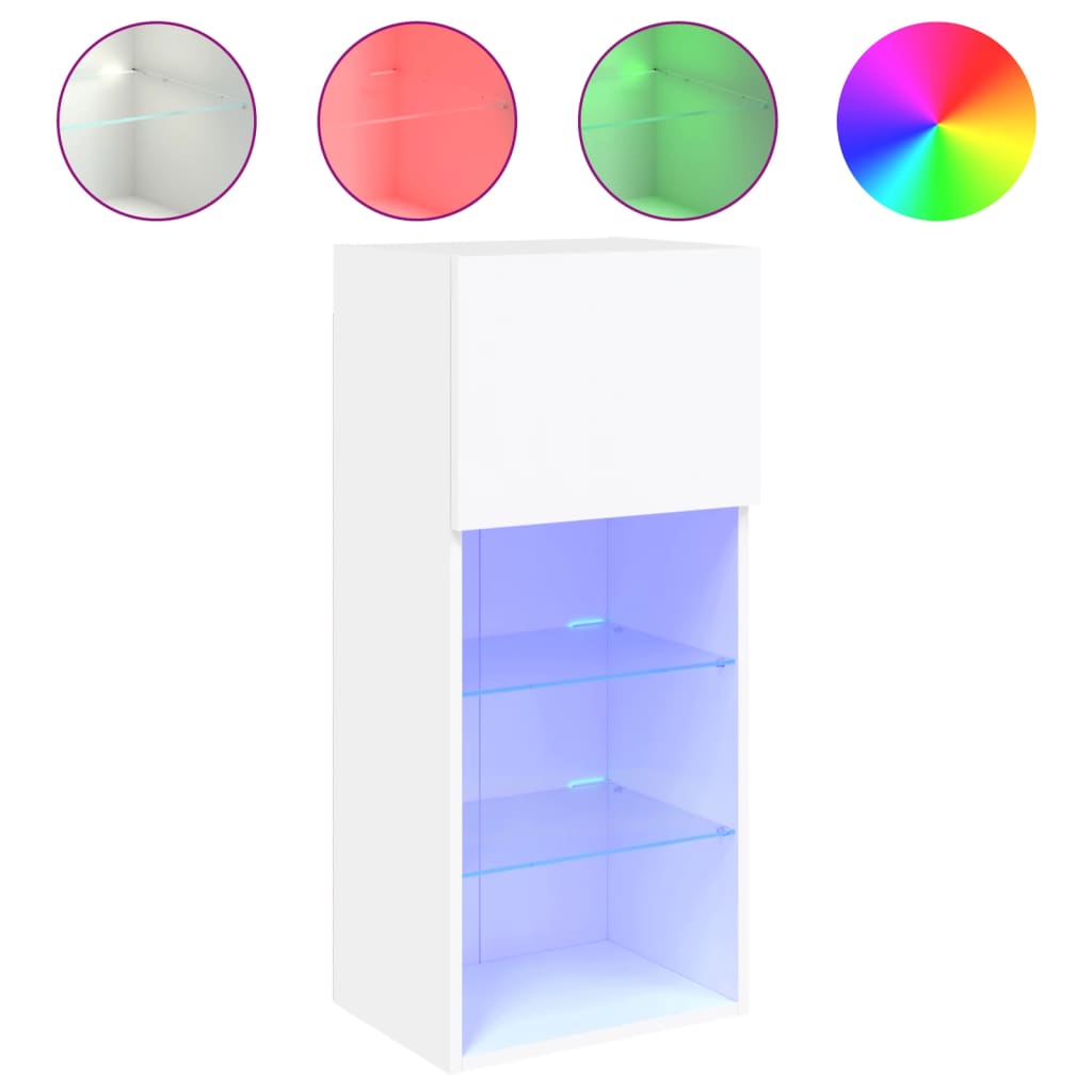 vidaXL TV Cabinet | Set of 2 | White | Engineered wood, Glass | Medium