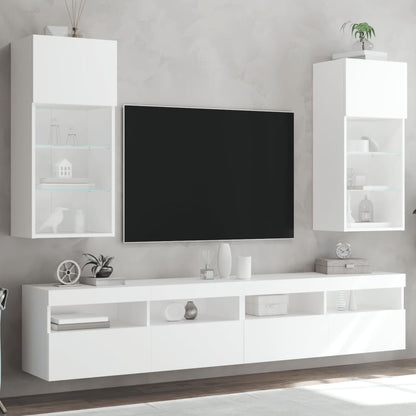 vidaXL TV Cabinet | Set of 2 | White | Engineered wood, Glass | Medium