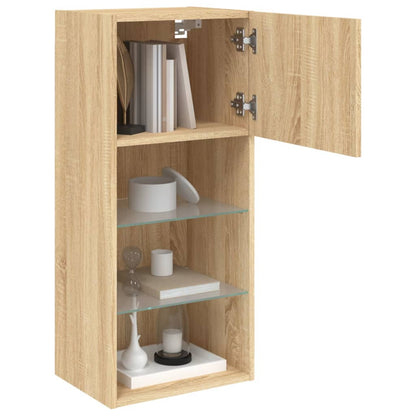 vidaXL TV Cabinet | Set of 2 | Sonoma Oak | Engineered wood and glass