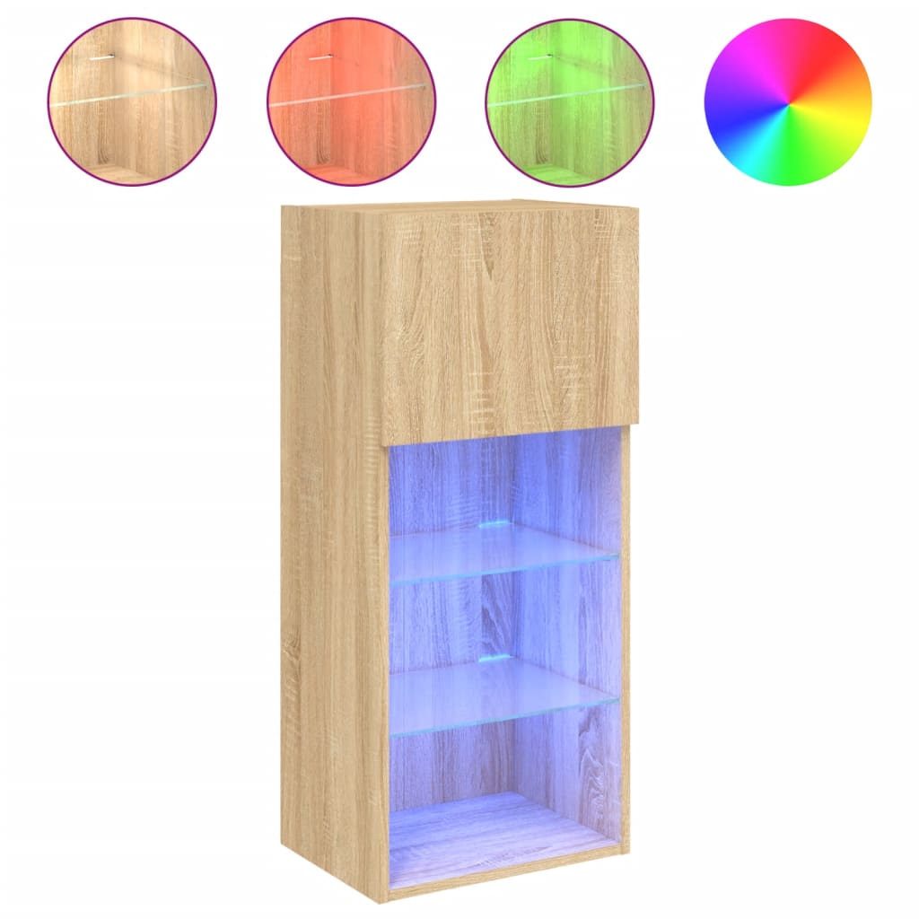 vidaXL TV Cabinet | Set of 2 | Sonoma Oak | Engineered wood and glass