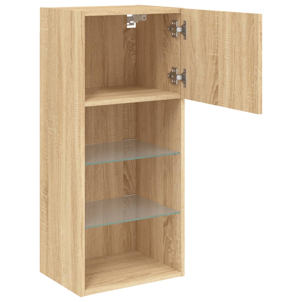 vidaXL TV Cabinet | Set of 2 | Sonoma Oak | Engineered wood and glass