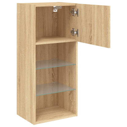 vidaXL TV Cabinet | Set of 2 | Sonoma Oak | Engineered wood and glass