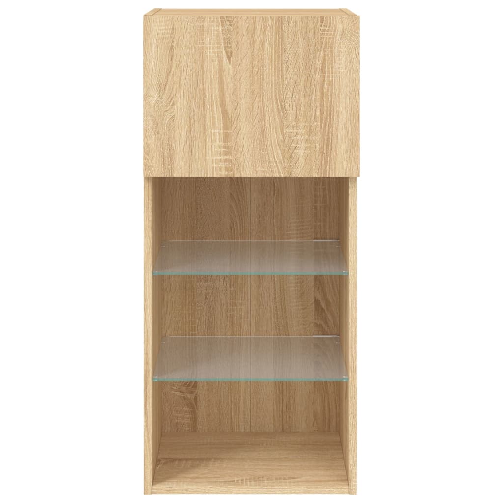 vidaXL TV Cabinet | Set of 2 | Sonoma Oak | Engineered wood and glass