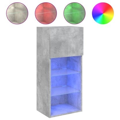 vidaXL TV Cabinet with LED Lights Concrete Grey 40.5x30x90 cm