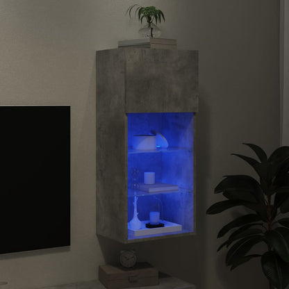 vidaXL TV Cabinet with LED Lights Concrete Grey 40.5x30x90 cm