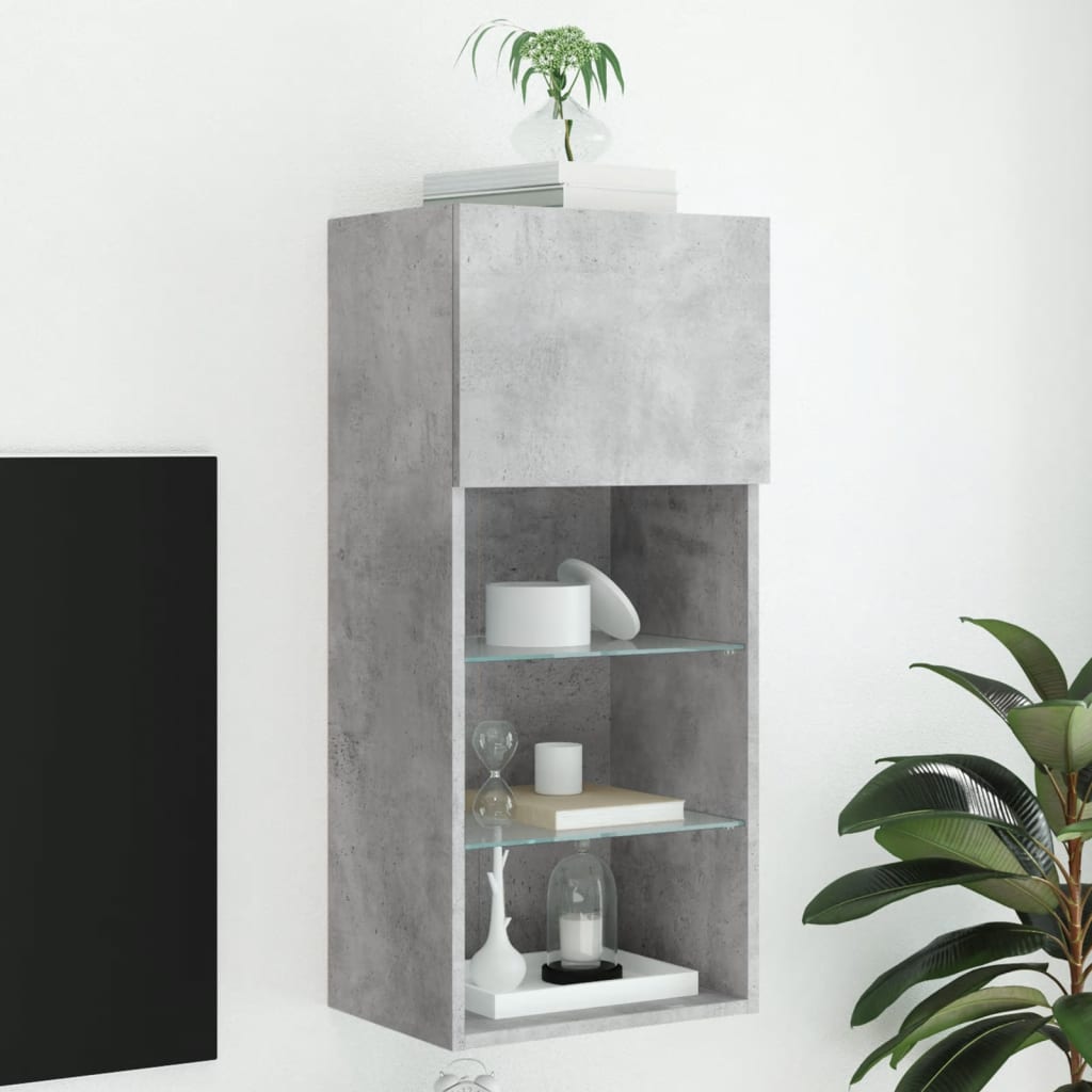 vidaXL TV Cabinet with LED Lights Concrete Grey 40.5x30x90 cm