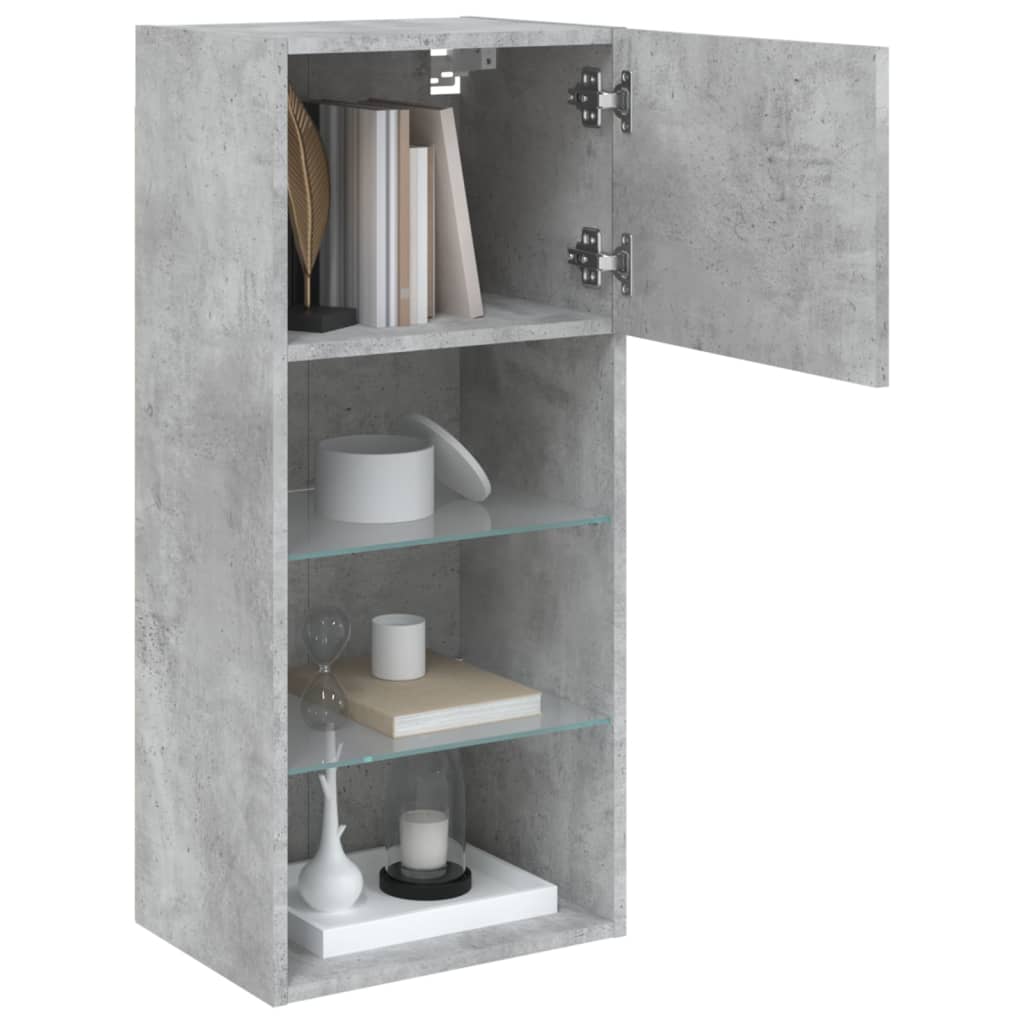 vidaXL TV Cabinets with LED Lights 2 pcs Concrete Grey 40.5x30x90 cm