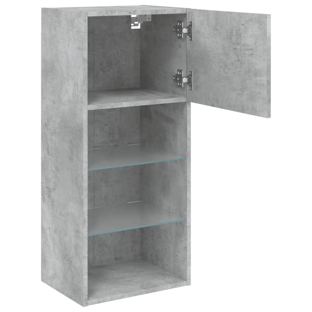 vidaXL TV Cabinets with LED Lights 2 pcs Concrete Grey 40.5x30x90 cm