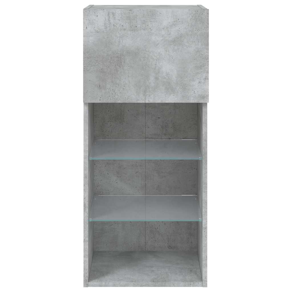 vidaXL TV Cabinets with LED Lights 2 pcs Concrete Grey 40.5x30x90 cm
